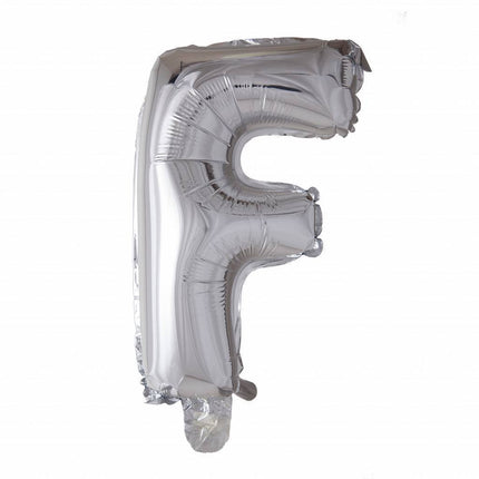 Folie Ballon Letter F Zilver 41cm met Rietje van WeFiesta koop je bij Partywinkel