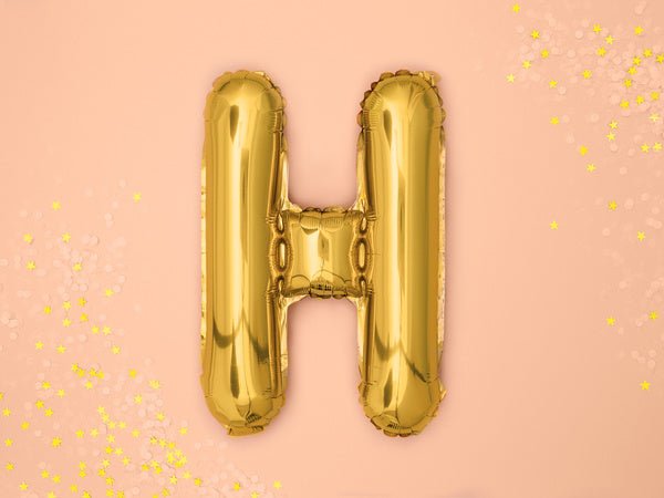Folie Ballon Letter H Goud Leeg 35cm van Partydeco koop je bij Partywinkel