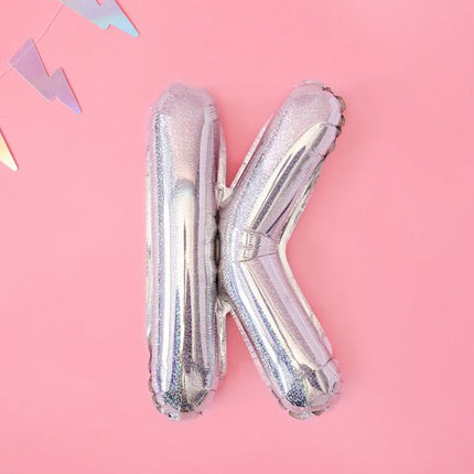 Folie Ballon Letter K Holografisch Leeg 35cm van Partydeco koop je bij Partywinkel