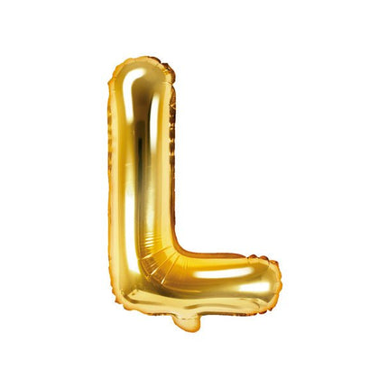 Folie Ballon Letter L Goud Leeg 35cm van Partydeco koop je bij Partywinkel