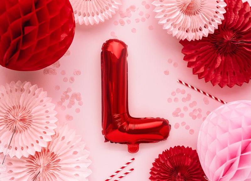 Folie Ballon Letter L Rood Leeg 35cm van Partydeco koop je bij Partywinkel