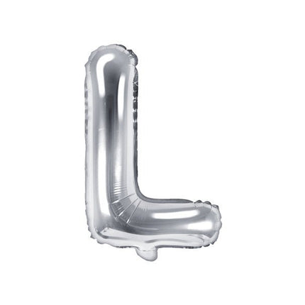 Folie Ballon Letter L Zilver Leeg 35cm van Partydeco koop je bij Partywinkel