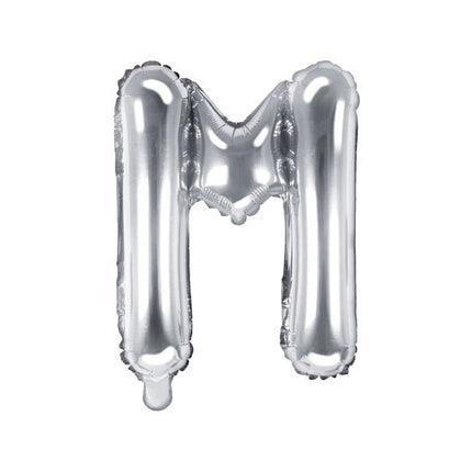 Folie Ballon Letter M Zilver Leeg 35cm van Partydeco koop je bij Partywinkel