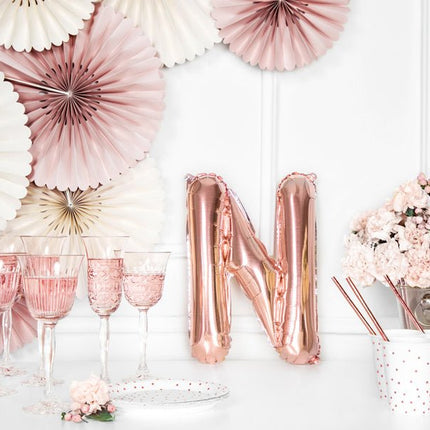 Folie Ballon Letter N Rose Goud Leeg 35cm van Partydeco koop je bij Partywinkel