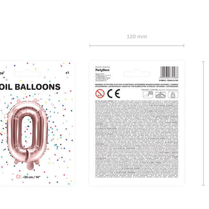 Folie Ballon Letter O Rose Goud Leeg 35cm van Partydeco koop je bij Partywinkel