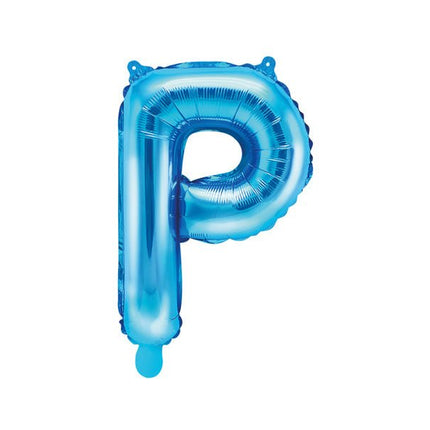 Folie Ballon Letter P Blauw Leeg 35cm van Partydeco koop je bij Partywinkel