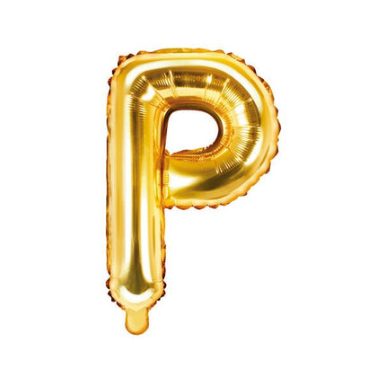 Folie Ballon Letter P Goud Leeg 35cm van Partydeco koop je bij Partywinkel