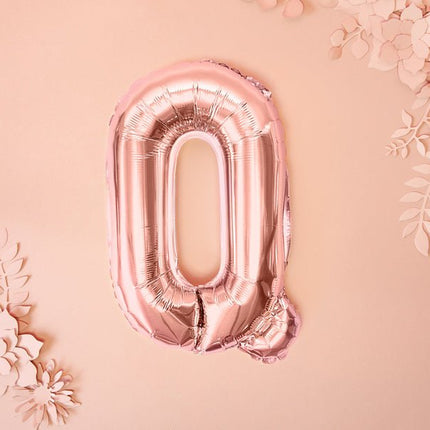 Folie Ballon Letter Q Rose Goud Leeg 35cm van Partydeco koop je bij Partywinkel