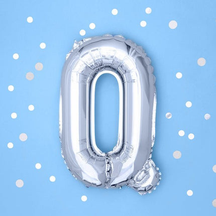Folie Ballon Letter Q Zilver Leeg 35cm van Partydeco koop je bij Partywinkel
