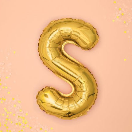 Folie Ballon Letter S Goud Leeg 35cm van Partydeco koop je bij Partywinkel