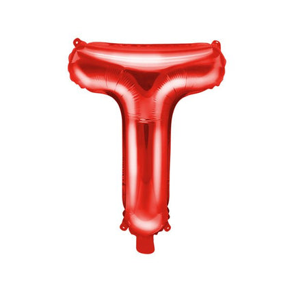 Folie Ballon Letter T Rood Leeg 35cm van Partydeco koop je bij Partywinkel