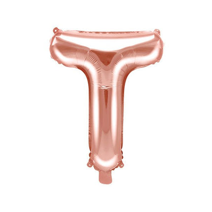 Folie Ballon Letter T Rose Goud Leeg 35cm van Partydeco koop je bij Partywinkel
