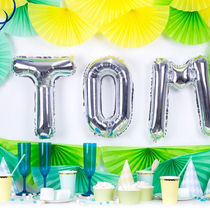Folie Ballon Letter T Zilver Leeg 35cm van Partydeco koop je bij Partywinkel
