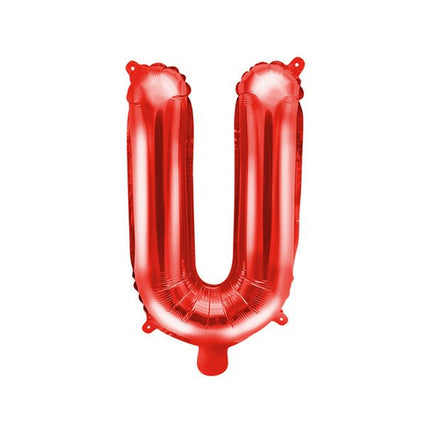 Folie Ballon Letter U Rood Leeg 35cm van Partydeco koop je bij Partywinkel