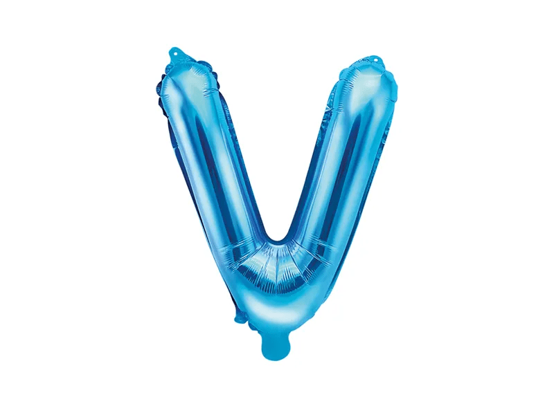Folie Ballon Letter V Blauw Leeg 35cm van Partydeco koop je bij Partywinkel