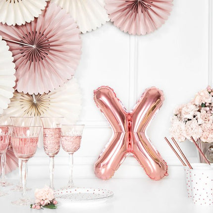 Folie Ballon Letter X Rose Goud Leeg 35cm van Partydeco koop je bij Partywinkel