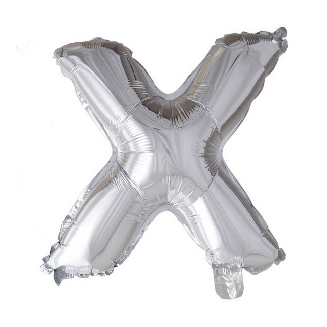 Folie Ballon Letter x Zilver 41cm met Rietje van WeFiesta koop je bij Partywinkel