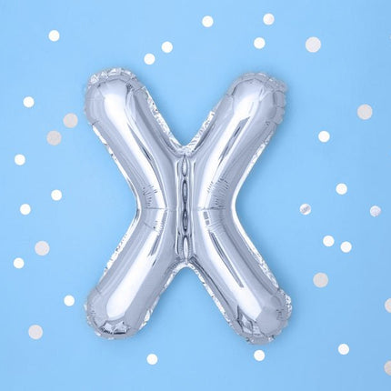 Folie Ballon Letter X Zilver Leeg 35cm van Partydeco koop je bij Partywinkel