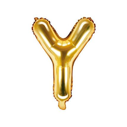 Folie Ballon Letter Y Goud Leeg 35cm van Partydeco koop je bij Partywinkel