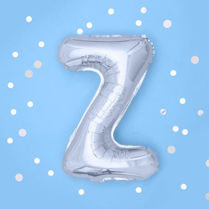 Folie Ballon Letter Z Zilver Leeg 35cm van Partydeco koop je bij Partywinkel