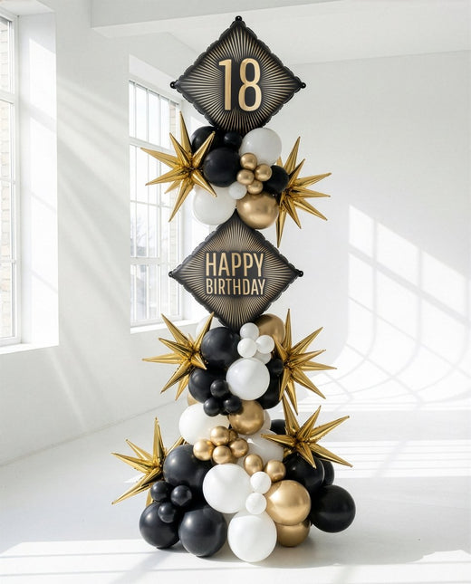Folie Helium Ballon 18 Jaar Zwart Goud 46cm Leeg van Partydeco koop je bij Partywinkel