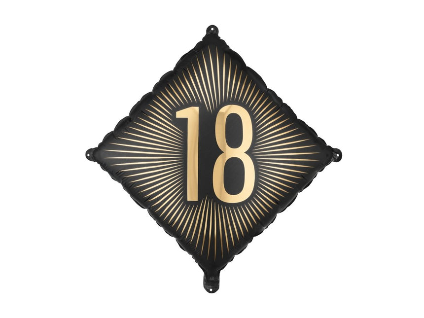 Folie Helium Ballon 18 Jaar Zwart Goud 46cm Leeg van Partydeco koop je bij Partywinkel