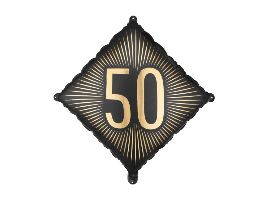 Folie Helium Ballon 50 Jaar Zwart Goud 46cm Leeg van Partydeco koop je bij Partywinkel