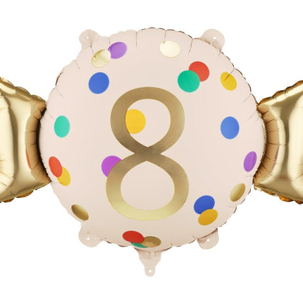 Folie Helium Ballon 8 Jaar Snoep 61cm Leeg van Partydeco koop je bij Partywinkel