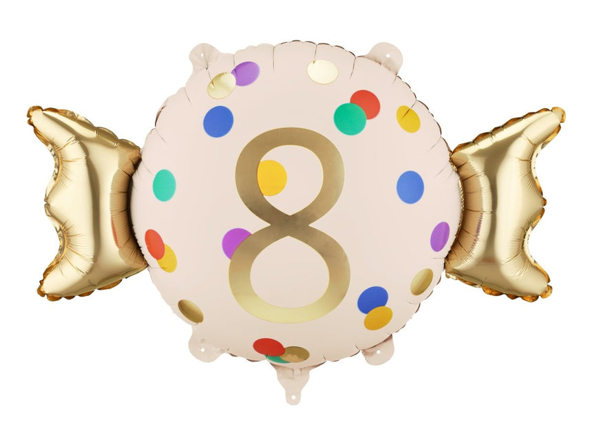 Folie Helium Ballon 8 Jaar Snoep 61cm Leeg van Partydeco koop je bij Partywinkel