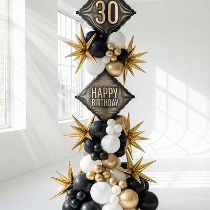 Folie Helium Ballon Happy Birthday Zwart Goud 46cm Leeg van Partydeco koop je bij Partywinkel