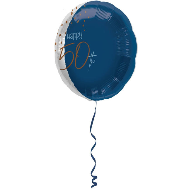 Folieballon Elegant True Blue 50 Jaar - 45cm van Folat koop je bij Partywinkel