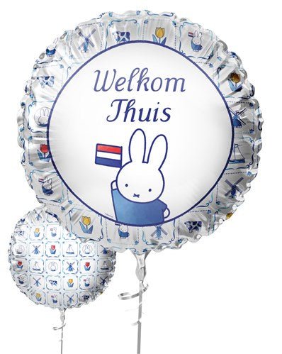 Folieballon ’Welkom Thuis’ Nijntje Delfts Blauw – Ø45 cm van Haza Witbaard koop je bij Partywinkel