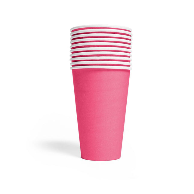 Fuchsia Bekers Papier 210ml 8st van WeFiesta koop je bij Partywinkel