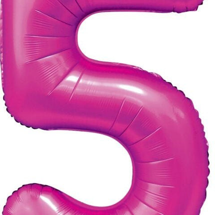 Fuchsia Cijfer Ballon 5 Jaar Glans 86cm van WeFiesta koop je bij Partywinkel