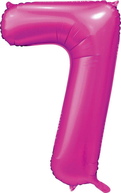 Fuchsia Cijfer Ballon 7 Jaar Glans 86cm van WeFiesta koop je bij Partywinkel