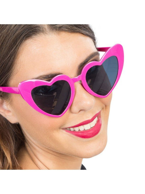 Fuchsia Hartjesbril met Donkere Glazen van CHAKS koop je bij Partywinkel