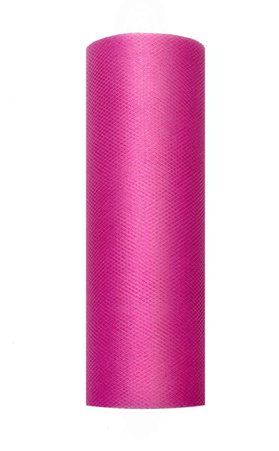 Fuchsia Tule Rol 15cm 9m van Partydeco koop je bij Partywinkel
