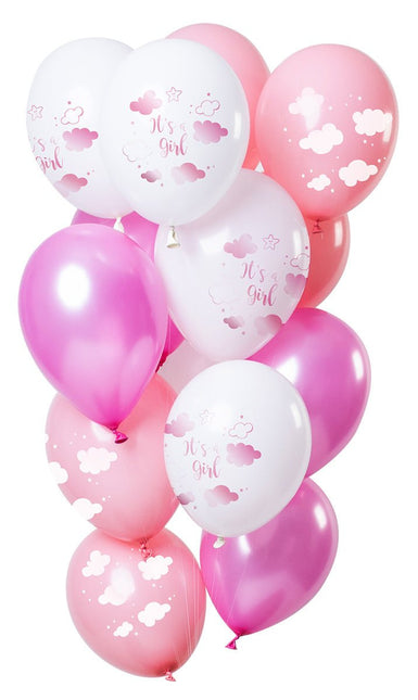 Geboorte Ballonnen It's a Girl 30cm 12st van Folat koop je bij Partywinkel