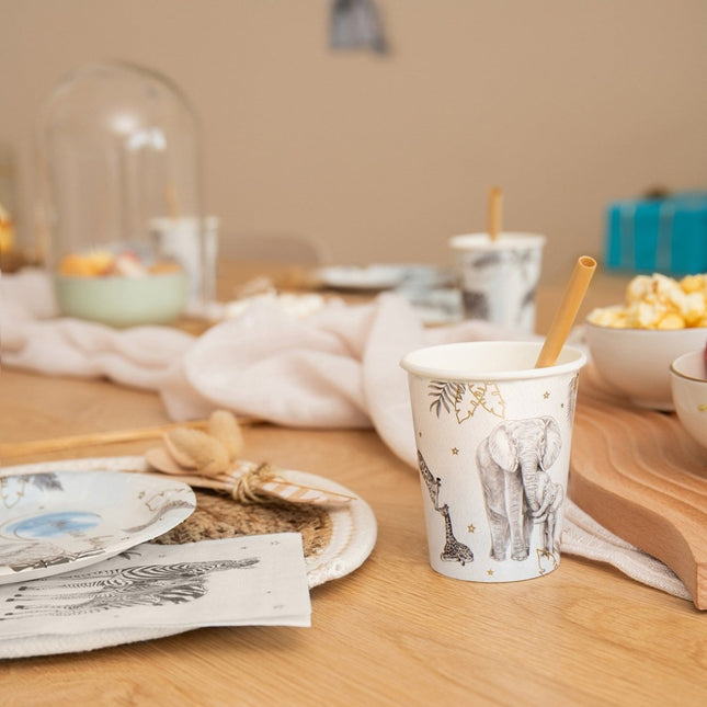 Geboorte Bekers Blauw Safari 250ml van Haza Witbaard koop je bij Partywinkel