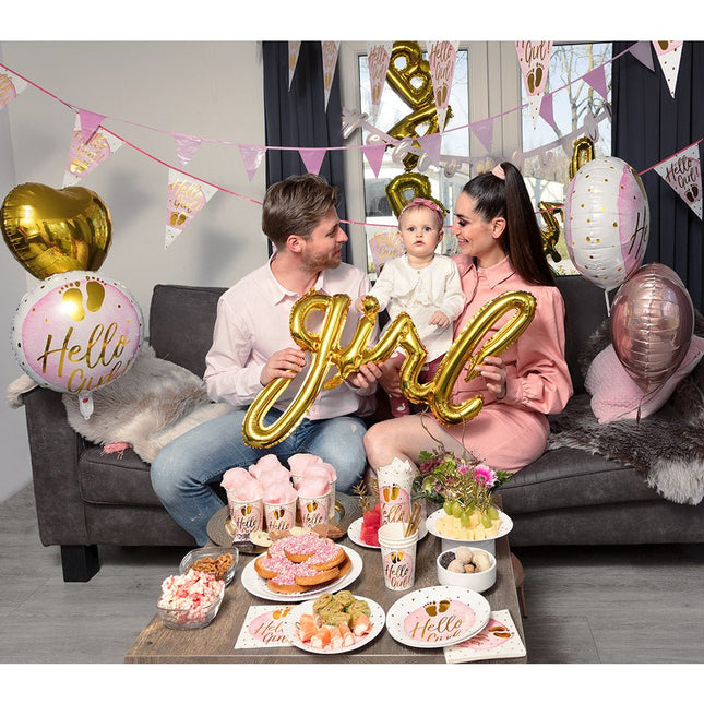 Geboorte Bekers Hello Girl Papier 210ml 10st van Boland koop je bij Partywinkel