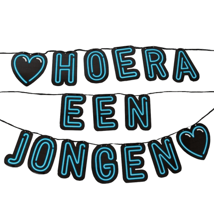Geboorte Letterslinger Hoera een Jongen Neon 5m van Paper Dreams koop je bij Partywinkel
