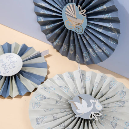 Geboorte Papieren Waaiers Babyboy 3st van Folat koop je bij Partywinkel