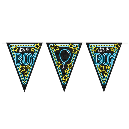 Geboorte Slingers Its a Boy! Neon 10m van Paper Dreams koop je bij Partywinkel