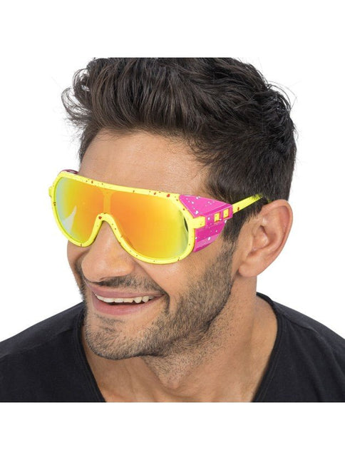Geel Roze Retro Feestbril 15cm van CHAKS koop je bij Partywinkel