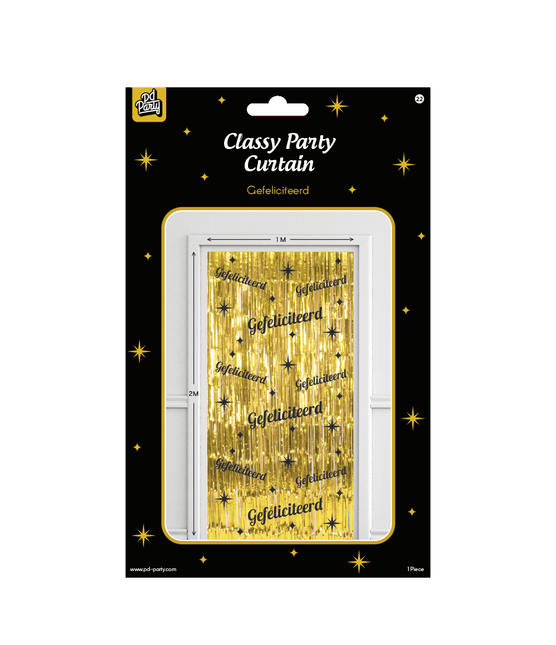 Gefeliciteerd Deurgordijn Goud 2m van Paper Dreams koop je bij Partywinkel
