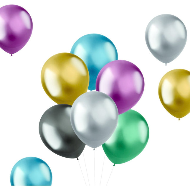Gekleurde Ballonnen Chroom 33cm 10st van Folat koop je bij Partywinkel