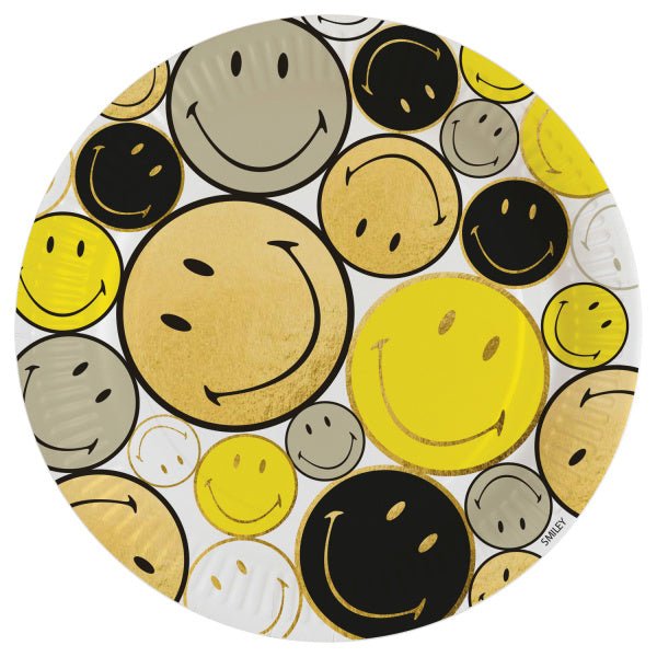 Gekleurde Borden Smiley 23cm 8st van Riethmueller koop je bij Partywinkel