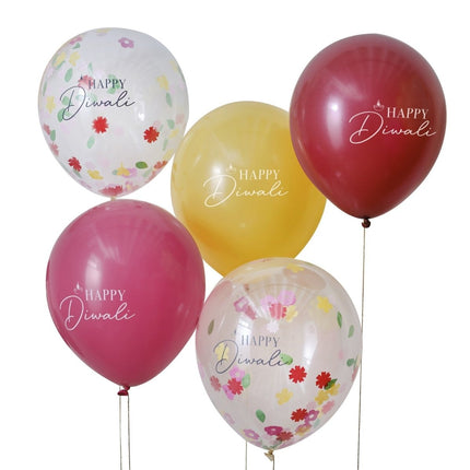 Gekleurde Diwali Ballonnen 30cm 5st van Ginger Ray koop je bij Partywinkel