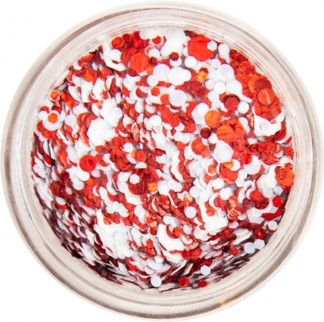 Gekleurde Glitter Gel Rood Wit 10ml van PXP Professional Colours koop je bij Partywinkel