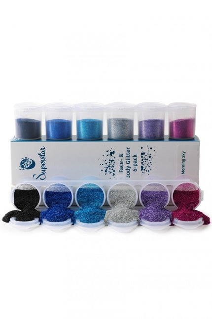 Gekleurde Glitters 6st van Superstar koop je bij Partywinkel